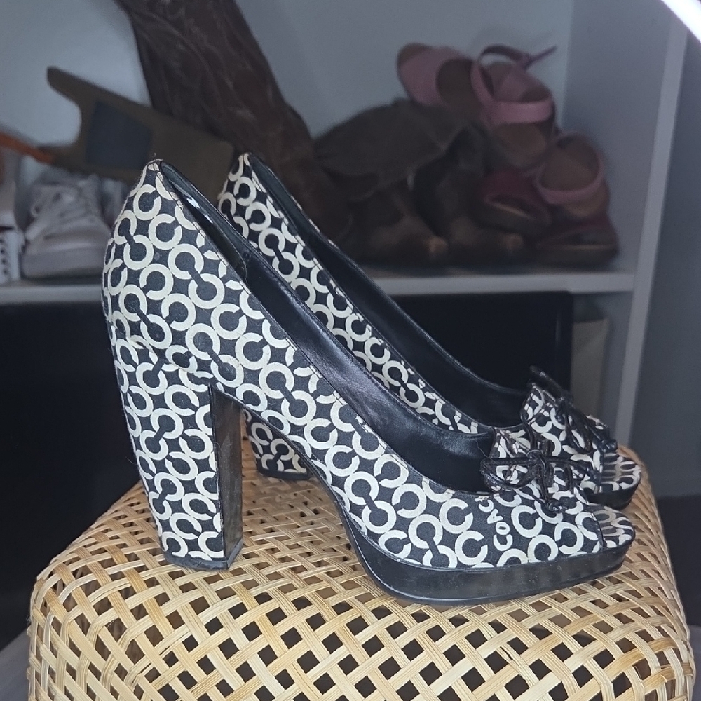 Coach Black and White Patterned Heels - Picture 3 of 5